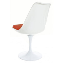 Fusion Living White Tulip Dining Chair With Velveteen Orange Cushion - thumbnail 5