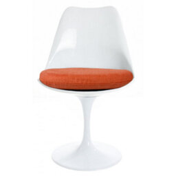 Fusion Living White Tulip Dining Chair With Velveteen Orange Cushion - thumbnail 4