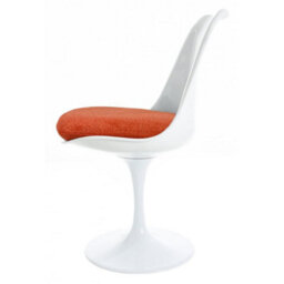 Fusion Living White Tulip Dining Chair With Velveteen Orange Cushion - thumbnail 6