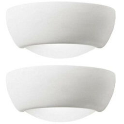 2 Pack Dimmable Led Wall Light Unglazed Ceramic Semi Dome Lounge Lamp Fitting - thumbnail 1
