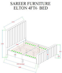 Sareer Furniture Elton Bed Bed Frame In A Box, Contemporary Grey Upholstered Bed Frame With Headboard 5Ft King - thumbnail 8
