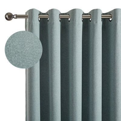 Moonlight Bedding 100%blackout Eyelet Linen Texture Curtain Pair Thermal Energy Efficient Window Curtain (Sage Green, 66''x54'') - image 1