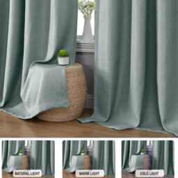 Moonlight Bedding 100%blackout Eyelet Linen Texture Curtain Pair Thermal Energy Efficient Window Curtain (Sage Green, 66''x54'') - thumbnail 5