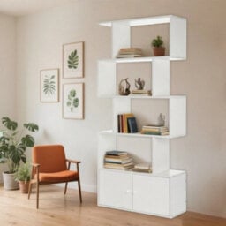 603 Modern Bookshelf, Geometric Bookcase S Shaped Book Shelves - thumbnail 1