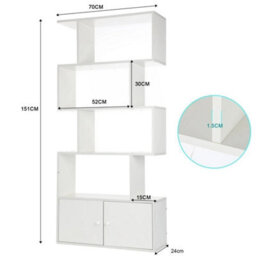 603 Modern Bookshelf, Geometric Bookcase S Shaped Book Shelves - thumbnail 2