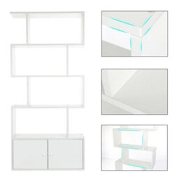 603 Modern Bookshelf, Geometric Bookcase S Shaped Book Shelves - thumbnail 4