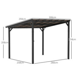 Outsunny 3 X 3(M) Pergola Kit Gazebo With Upf 50+ And Waterproof Polycarbonate Roof - thumbnail 3