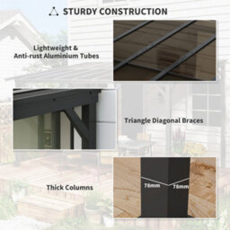 Outsunny 3 X 3(M) Pergola Kit Gazebo With Upf 50+ And Waterproof Polycarbonate Roof - thumbnail 7