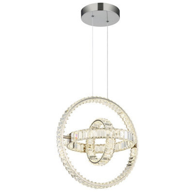 Luminosa Lighting Luminosa Neil Pendant Ceiling Light Chrome K5 Crystals 3X Led Dimmable 2700-6000K - image 1