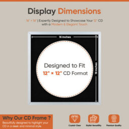 "16X16"" Silver Sleek Vinyl Record Frame With Black Mount For 12 Inch Lp Disc - Ak Frames" - thumbnail 2