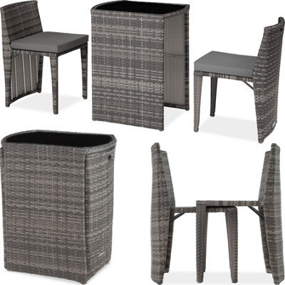 Tectake Garden Table & Chairs Hamburg - 2 Chairs, 1 Dining Table, Bistro Set - Grey - image 1