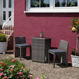 Tectake Garden Table & Chairs Hamburg - 2 Chairs, 1 Dining Table, Bistro Set - Grey - thumbnail 9