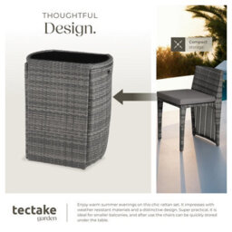 Tectake Garden Table & Chairs Hamburg - 2 Chairs, 1 Dining Table, Bistro Set - Grey - thumbnail 4