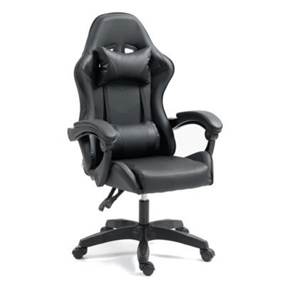 Home Treats Gaming Chair Black Recliner With Adjustable Height Lumbar Support Padded Cushion Racing Bucket Seat - image 1