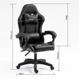 Home Treats Gaming Chair Black Recliner With Adjustable Height Lumbar Support Padded Cushion Racing Bucket Seat - thumbnail 9