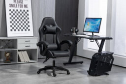 Home Treats Gaming Chair Black Recliner With Adjustable Height Lumbar Support Padded Cushion Racing Bucket Seat - thumbnail 6