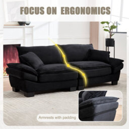 Matteo Modern Oversized 2-Seater Corduroy Loveseat Sofa - thumbnail 2