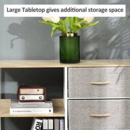 Wyld Haus Pasaha White Metal And Natural Wood Storage Chest With 3 Grey Fabric Drawers And 2 Shelves - 80W X 29D X 71H Cm - thumbnail 6