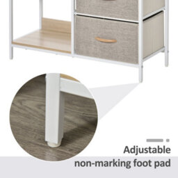 Wyld Haus Pasaha White Metal And Natural Wood Storage Chest With 3 Grey Fabric Drawers And 2 Shelves - 80W X 29D X 71H Cm - thumbnail 7