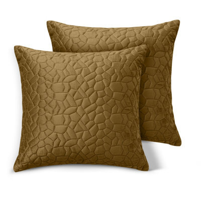 Ameha Rust Embossed Pebbles Velvet Cushion Cover, 18X18 Inch, Pack Of 2, Ultra Soft, Breathable & Hypoallergenic