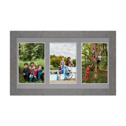 AK Frames 40X20Cm Marble Grey Modern Multi Photo Frame With Mid Grey Mount - Holds 3 Apertures (3X) 6X4 Photos