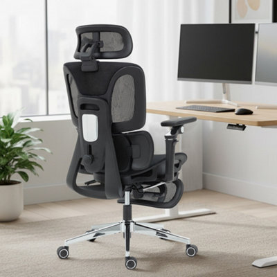 Homcom Ergonomic Office Chair, Mesh Desk Chair With Lumbar Support, Footrest - image 1