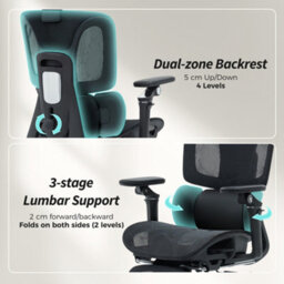 Homcom Ergonomic Office Chair, Mesh Desk Chair With Lumbar Support, Footrest - thumbnail 5
