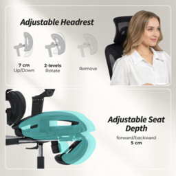Homcom Ergonomic Office Chair, Mesh Desk Chair With Lumbar Support, Footrest - thumbnail 6