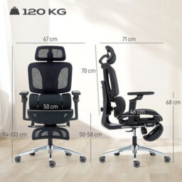Homcom Ergonomic Office Chair, Mesh Desk Chair With Lumbar Support, Footrest - thumbnail 3