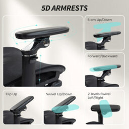 Homcom Ergonomic Office Chair, Mesh Desk Chair With Lumbar Support, Footrest - thumbnail 7