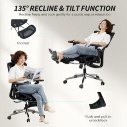 Homcom Ergonomic Office Chair, Mesh Desk Chair With Lumbar Support, Footrest - thumbnail 8