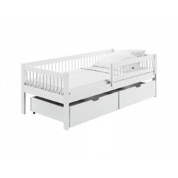 Arte Wooden Single Bed Edi White W194Cm X H64Cm X D96Cm - Crisp Design With Dual Drawers & Removable Guardrail - thumbnail 2