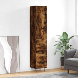 Berkfield Highboard Smoked Oak 34.5X34X180 Cm Engineered Wood - thumbnail 1