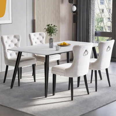 Groundlevel Set Of 2 Studded Velvet Dining Chairs With Ring Knocker - image 1