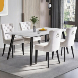 Groundlevel Set Of 2 Studded Velvet Dining Chairs With Ring Knocker