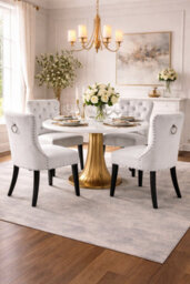 Groundlevel Set Of 2 Studded Velvet Dining Chairs With Ring Knocker - thumbnail 4