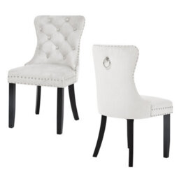 Groundlevel Set Of 2 Studded Velvet Dining Chairs With Ring Knocker - thumbnail 2