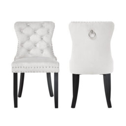 Groundlevel Set Of 2 Studded Velvet Dining Chairs With Ring Knocker - thumbnail 3