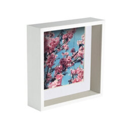 "Nicola Spring 8 X 8"" Deep Photo Frame - White/white Mount - 3D Deep Box Picture Frame Display Case (22.5 X 22.5Cm)" - thumbnail 1