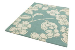 Blue Floral Wool Handmade Modern Easy To Clean Bedroom Dining Room And Living Room Rug -160Cm X 230Cm - thumbnail 4