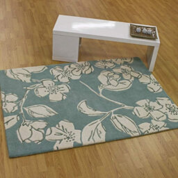 Blue Floral Wool Handmade Modern Easy To Clean Bedroom Dining Room And Living Room Rug -160Cm X 230Cm - thumbnail 2