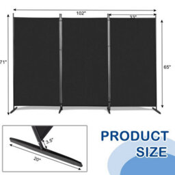 Trifold 3 Panels Folding Room Divider Freetand Wall Partition 6Ft Privacy Screen - thumbnail 2