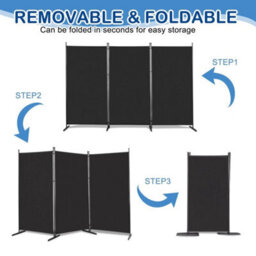 Trifold 3 Panels Folding Room Divider Freetand Wall Partition 6Ft Privacy Screen - thumbnail 3