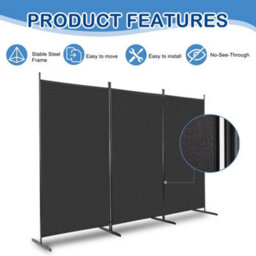 Trifold 3 Panels Folding Room Divider Freetand Wall Partition 6Ft Privacy Screen - thumbnail 4
