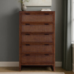 Teamson Home Hatteras Chest Of Drawers 5 Drawer Bedroom Dresser, Walnut - thumbnail 4