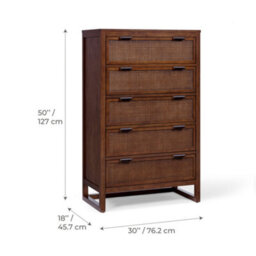 Teamson Home Hatteras Chest Of Drawers 5 Drawer Bedroom Dresser, Walnut - thumbnail 5