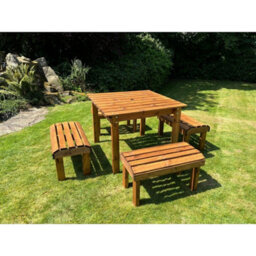 Charles Taylor Knights Wooden Garden 4 Seat Square Dining Table Bench Set Green - thumbnail 5