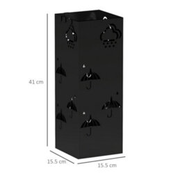 Homcom Decorative Umbrella Holder W/ Drip Tray 4 Hooks For Entryway Black - thumbnail 3