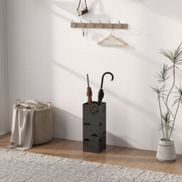 Homcom Decorative Umbrella Holder W/ Drip Tray 4 Hooks For Entryway Black - thumbnail 7
