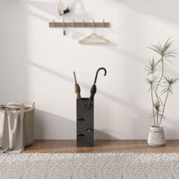 Homcom Decorative Umbrella Holder W/ Drip Tray 4 Hooks For Entryway Black - thumbnail 9